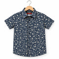 Leaves Print Navy Casual Shirt Boys(R-419N)