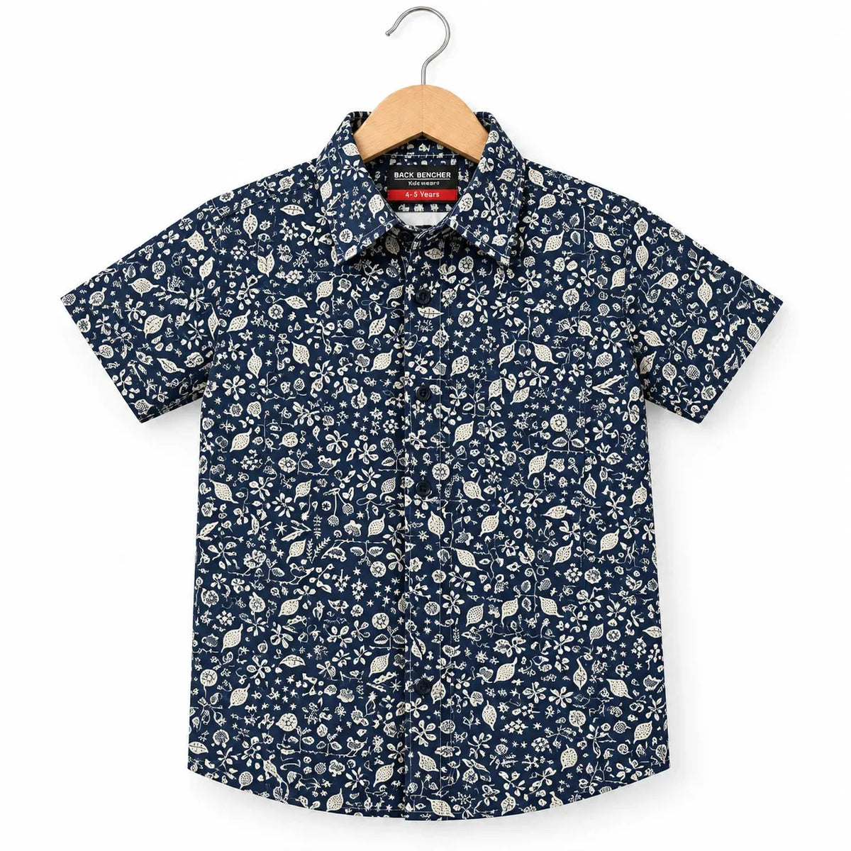 Leaves Print Navy Casual Shirt Boys(R-419N)