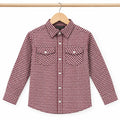 Two Side Pocket Full Sleeve Maroon Check Casual Shirt Boys( R-511 N )