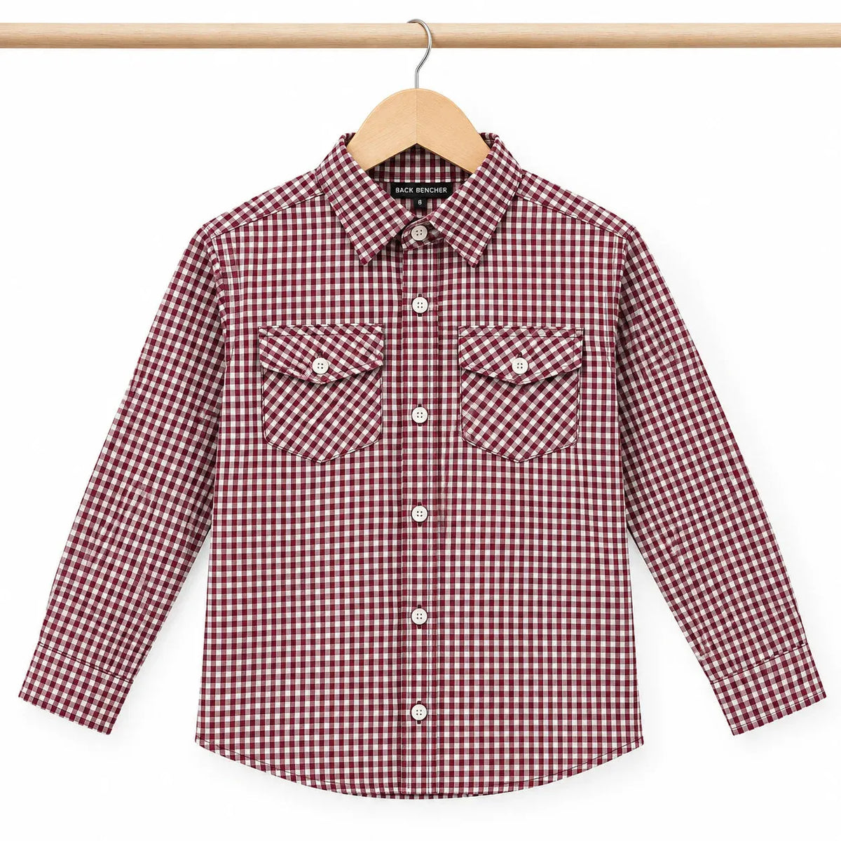 Two Side Pocket Full Sleeve Maroon Check Casual Shirt Boys( R-511 N )