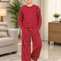 Red Lines White Baggy Tracksuit  For Boys
