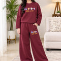 Hello Winter Embroidery Maroon Baggy Co-ord Tracksuit Set ( R-136 N )