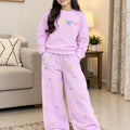 Bow Embroidery Baby Pink Baggy Track-Suit For Girls R-391