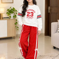California 23  Print Off-White & Red Track-Suit For Girls R-384