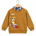 Skateboarding Tiger Mustard Brown Double Sweatshirt For Boys ( B)