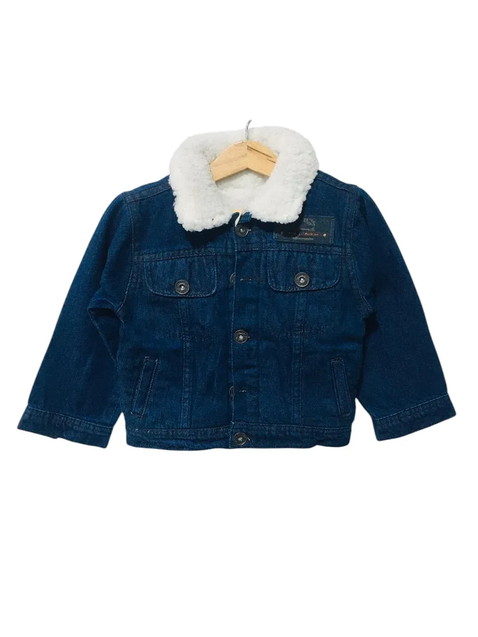 Denim Fur Dark Blue Jacket Girls