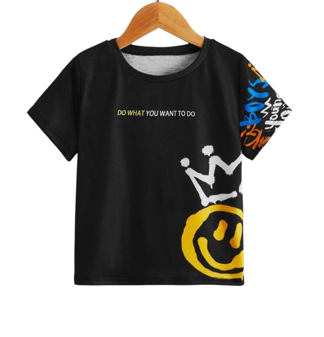 Crown & Smile Black T-Shirt Boys ( R-359 )