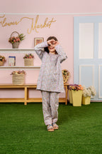 Purple & White Flower Suit Girls