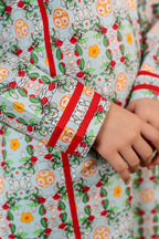 Leaves Ring Allover Print White Two Piece Girls