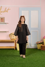 Arms Embroidery Black Suit Girls