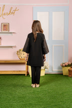 Arms Embroidery Black Suit Girls