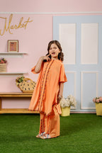 Embroidery Light Orange Suit Girls