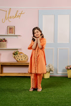 Embroidery Light Orange Suit Girls
