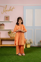 Embroidery Light Orange Suit Girls