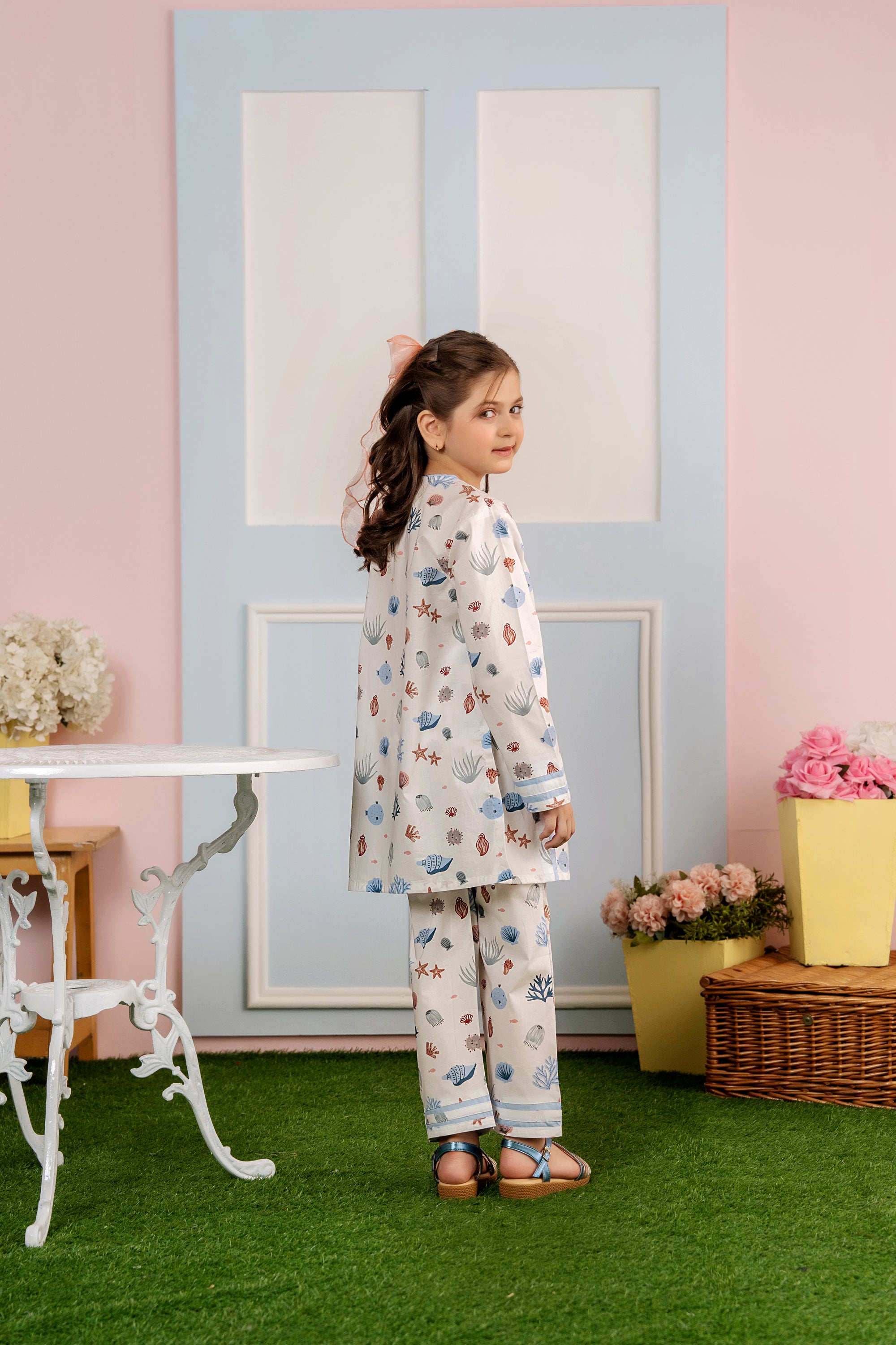 Fishes All Over Print Suit Girls