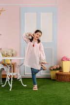 Top Embroidery Peach Frock Girls