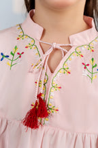 Top Embroidery Peach Frock Girls