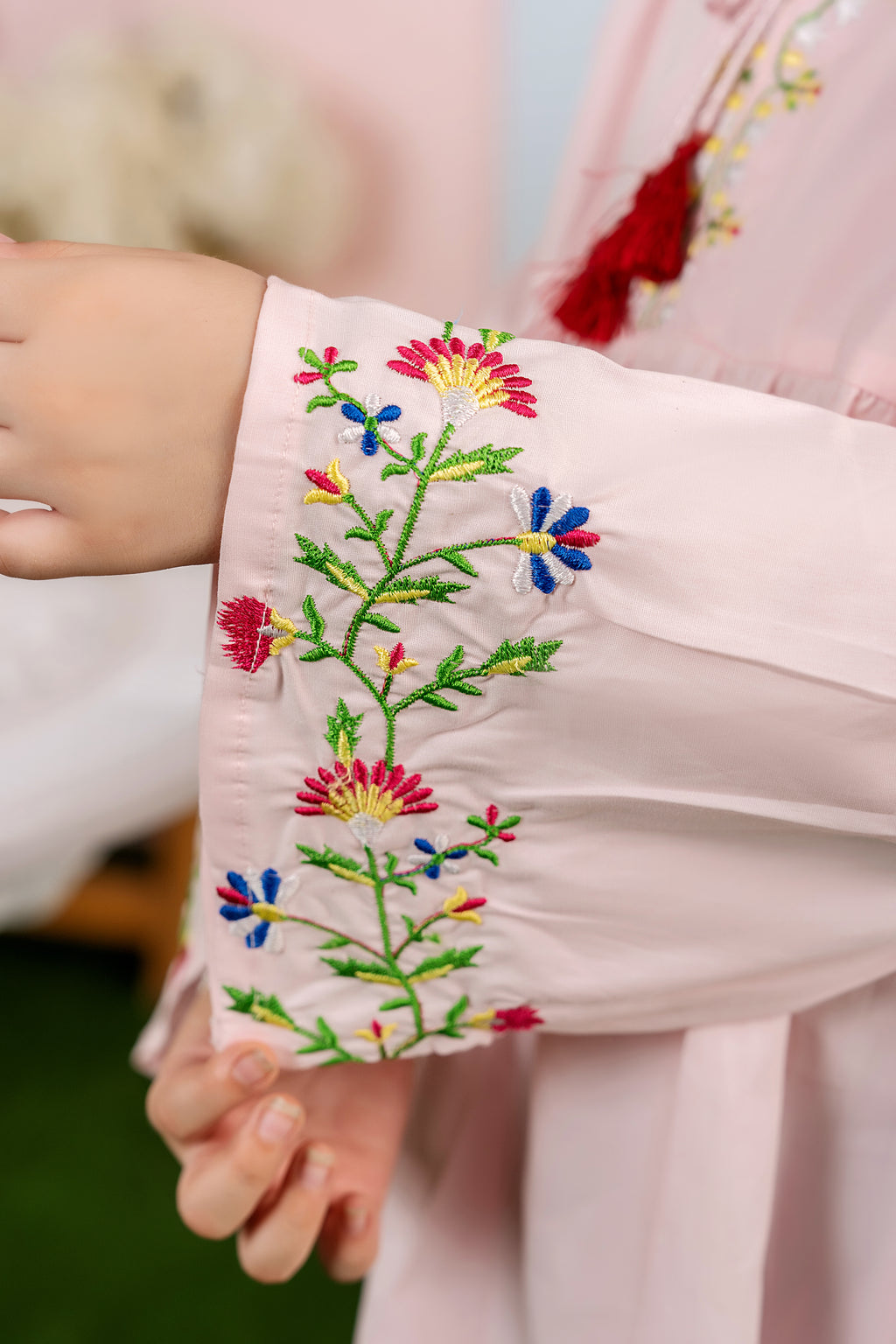 Top Embroidery Peach Frock Girls