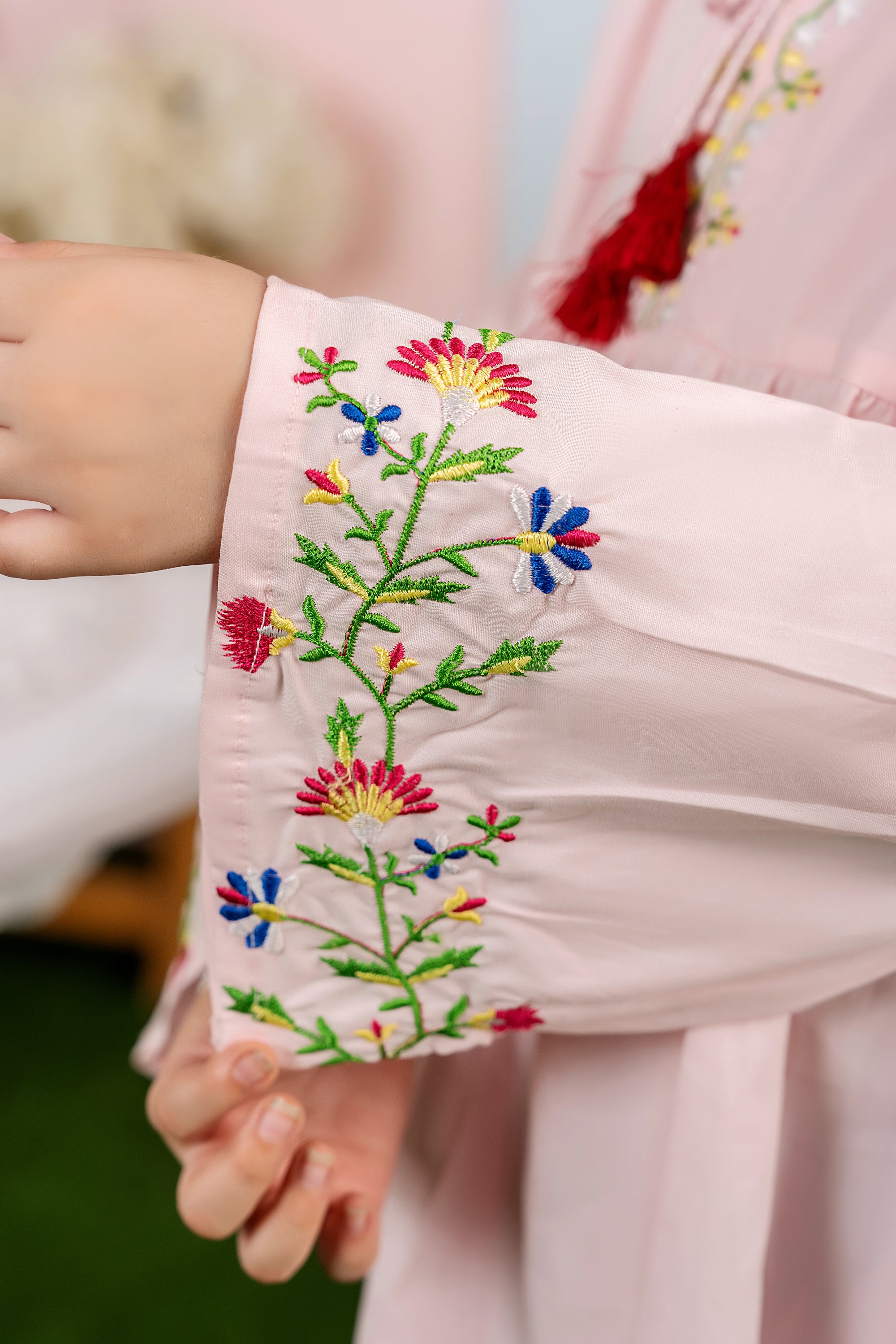 Top Embroidery Peach Frock Girls