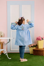 Top Embroidery Sky Blue Frock Girls