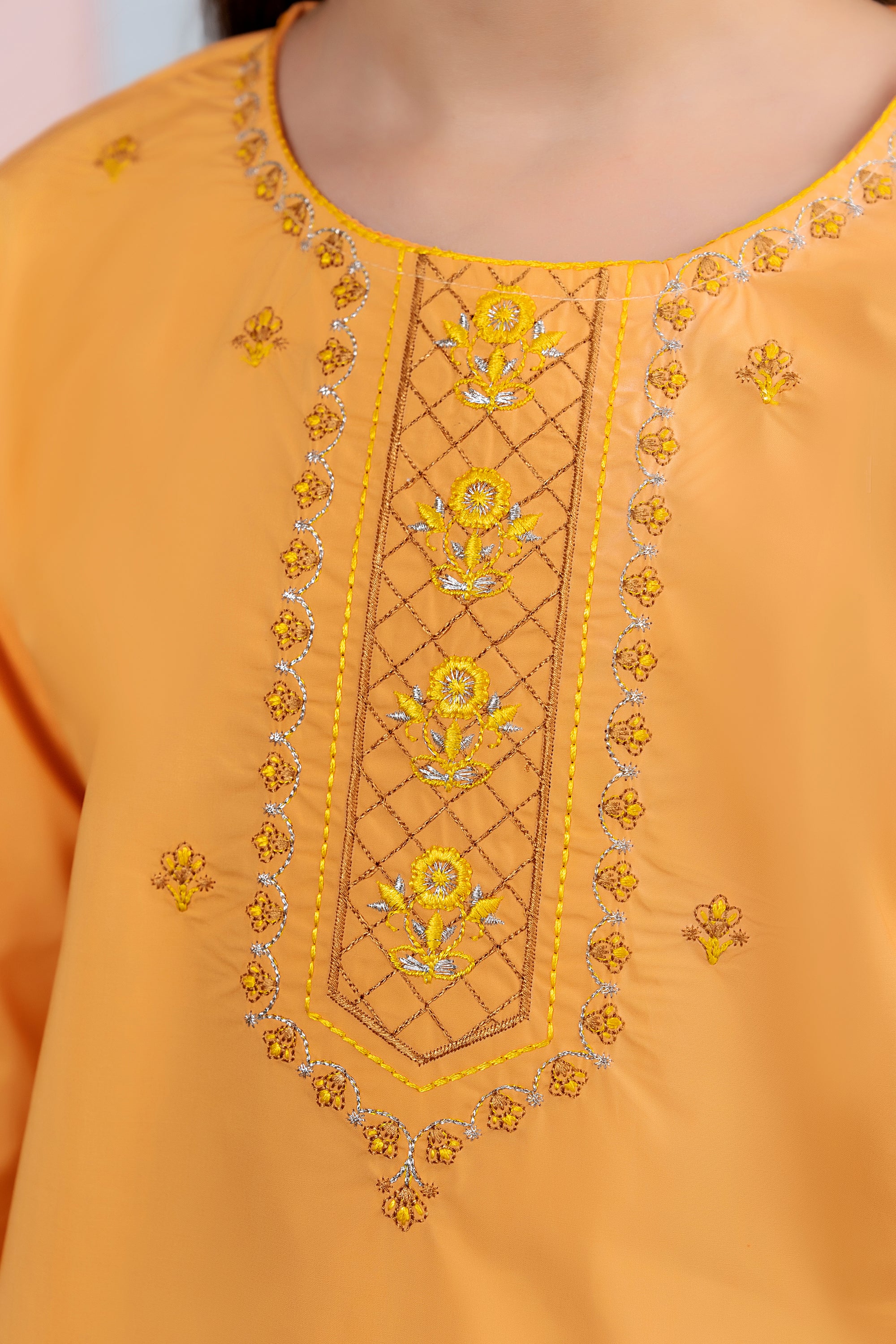 Tila Embroidery Orange Suit Girls