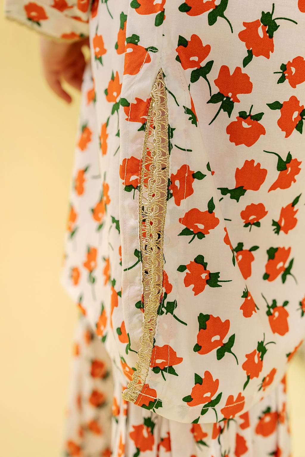 Orange Flower All Over Print Gharara Suit Girls(R-47,48)