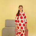 Red Flower All Over Print White Gharara Suit Girls( R-N )