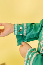 White Embroidery C-Green Suit Girls