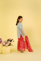 3Pcs Sky Blue Gharara Suit Girls
