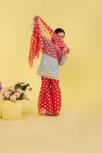 3Pcs Sky Blue Gharara Suit Girls
