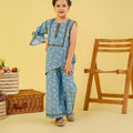 White Flower With Lase Sky Blue Suit Girls ( R-365 )