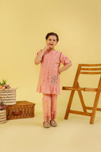 Embroidery From Side Peach Suit Girls