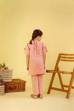 Embroidery From Side Peach Suit Girls