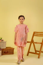 Embroidery From Side Peach Suit Girls