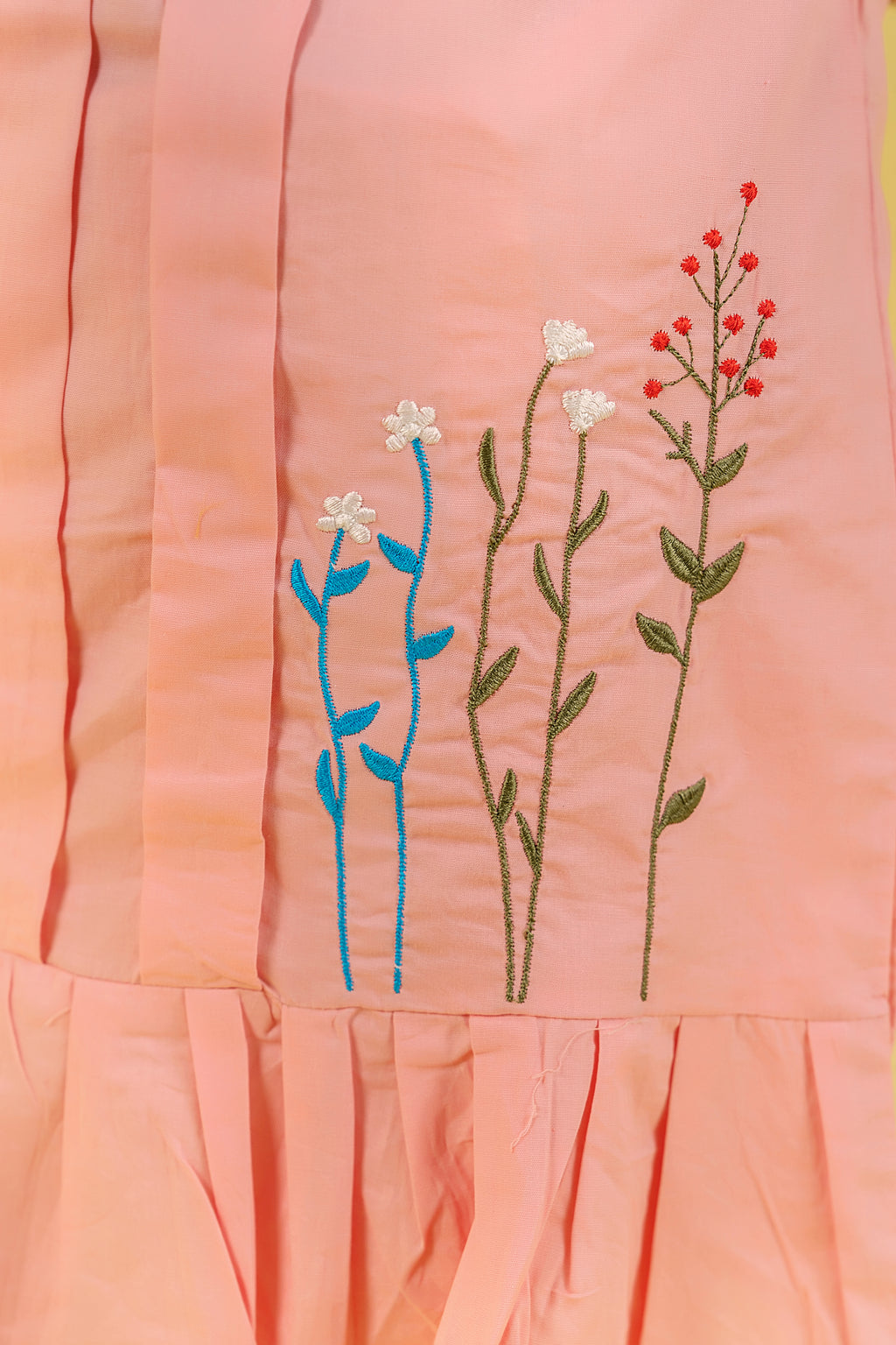 Embroidery From Side Peach Suit Girls