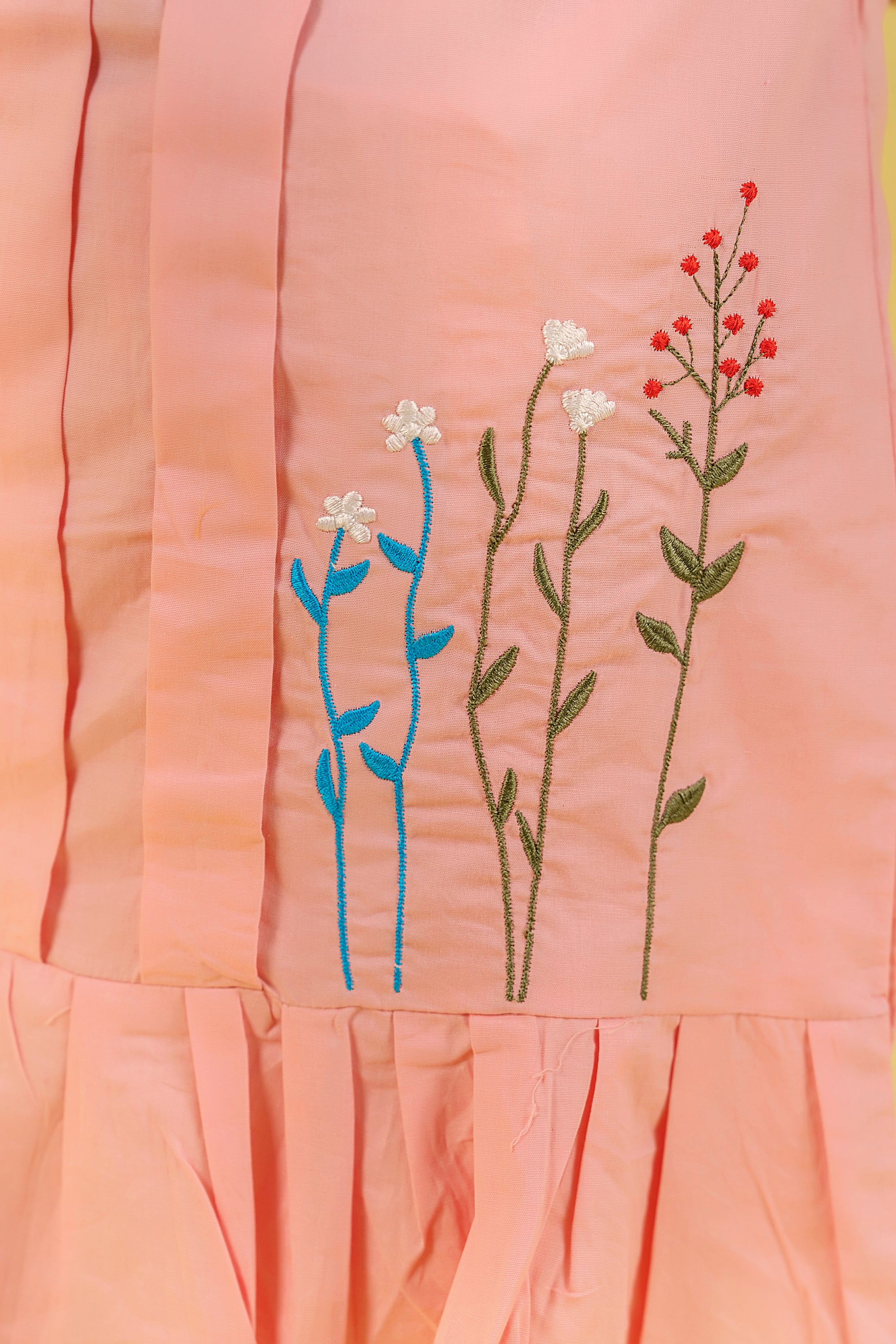 Embroidery From Side Peach Suit Girls