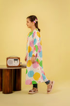 Apple All Over Print White Frock Girls