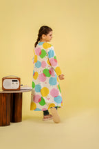 Apple All Over Print White Frock Girls