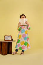 Apple All Over Print White Frock Girls