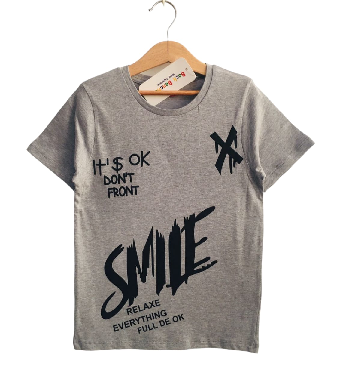 Smile Print Gray T Shirt Boys ( R-2 )