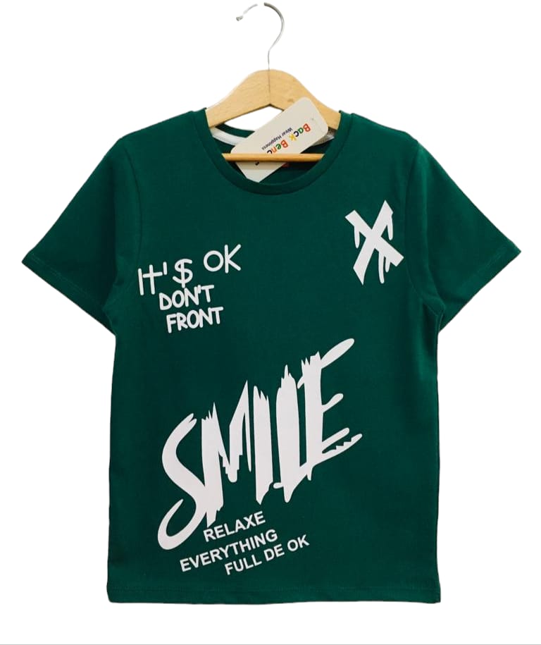 Smile Print Green T Shirt Boys ( R-M )