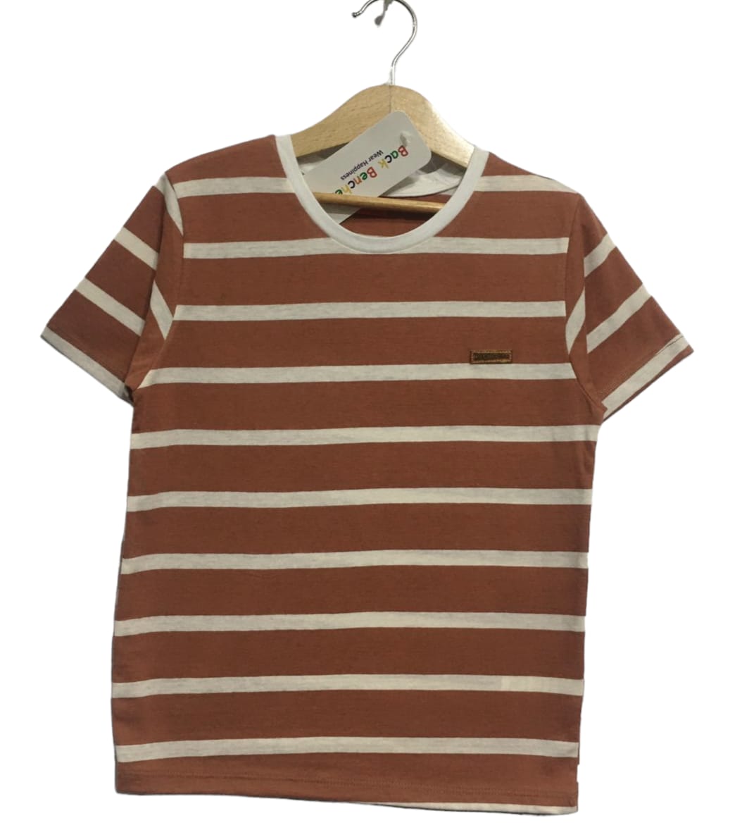 Brown and White Line T-Shirt Boys( R-170 )