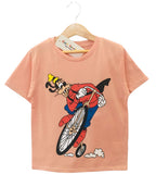 Goffy with Cycle Peach T-Shirt Boys ( R-2 )