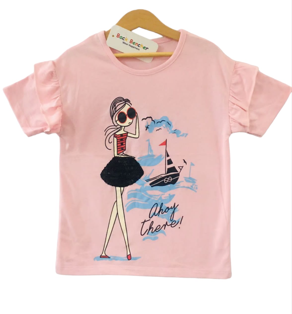 Ahoy There Baby Pink T-Shirt Girls ( 193) (1)