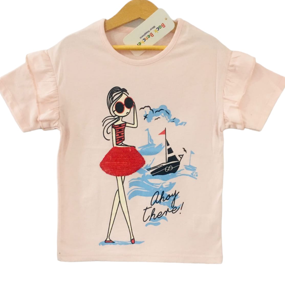 Ahoy There Peach T-Shirt Girls( 194 ) (1)