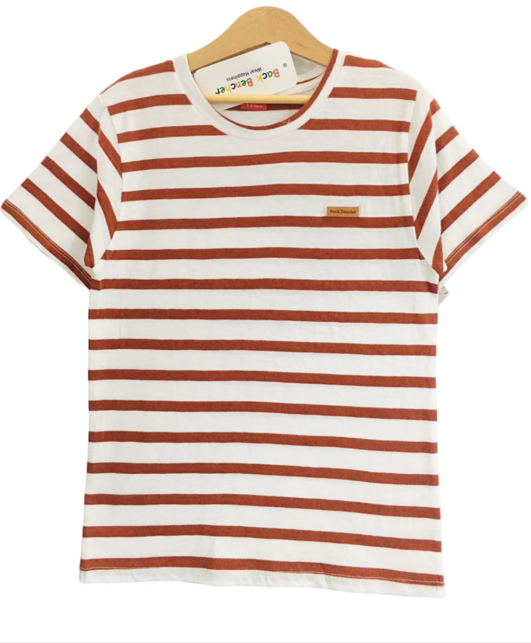 Back Bencher Logo Brown & White Line T-Shirt Boys ( R-79 )