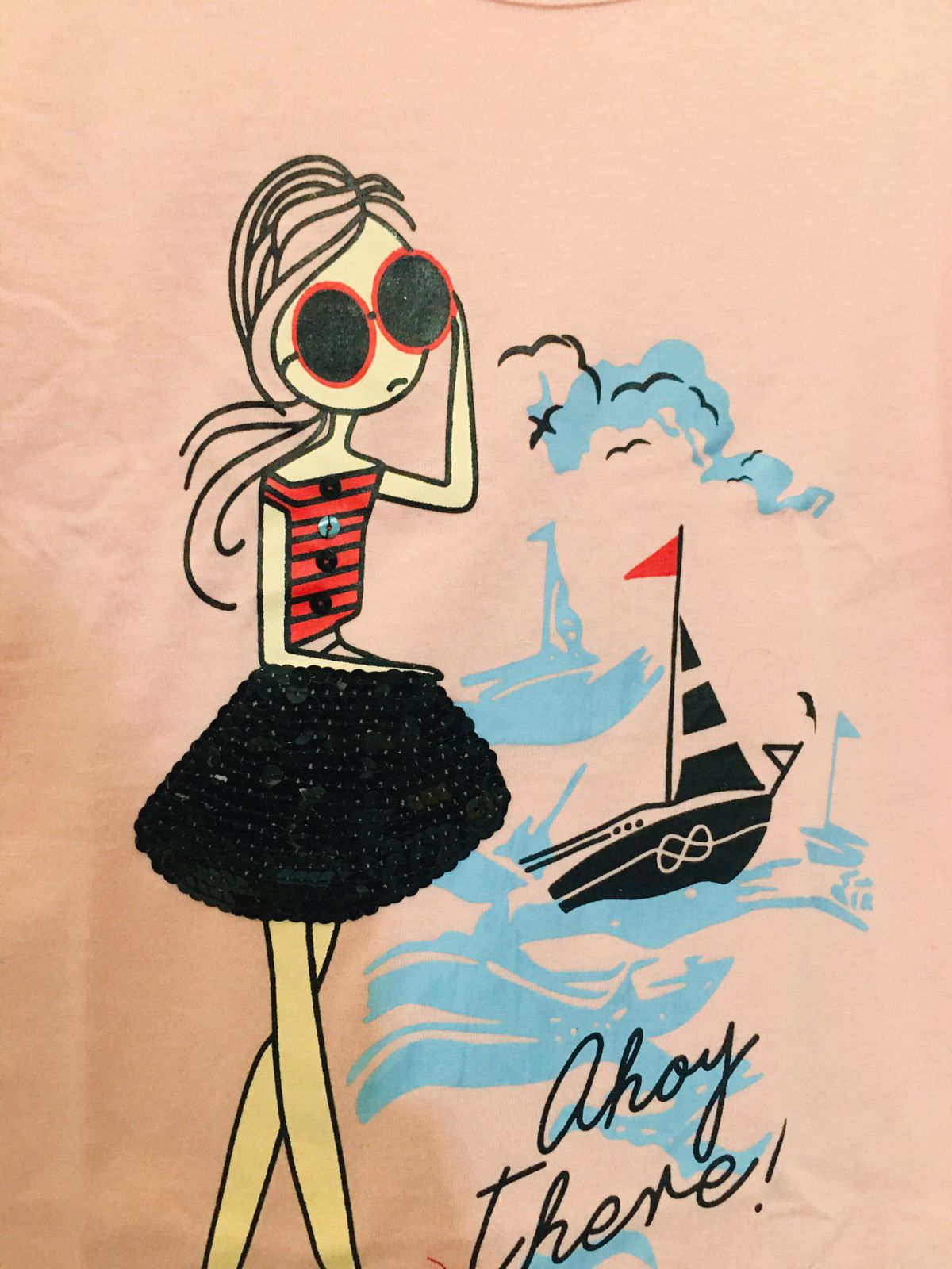 Ahoy There Baby Pink T-Shirt Girls ( 193) (1)