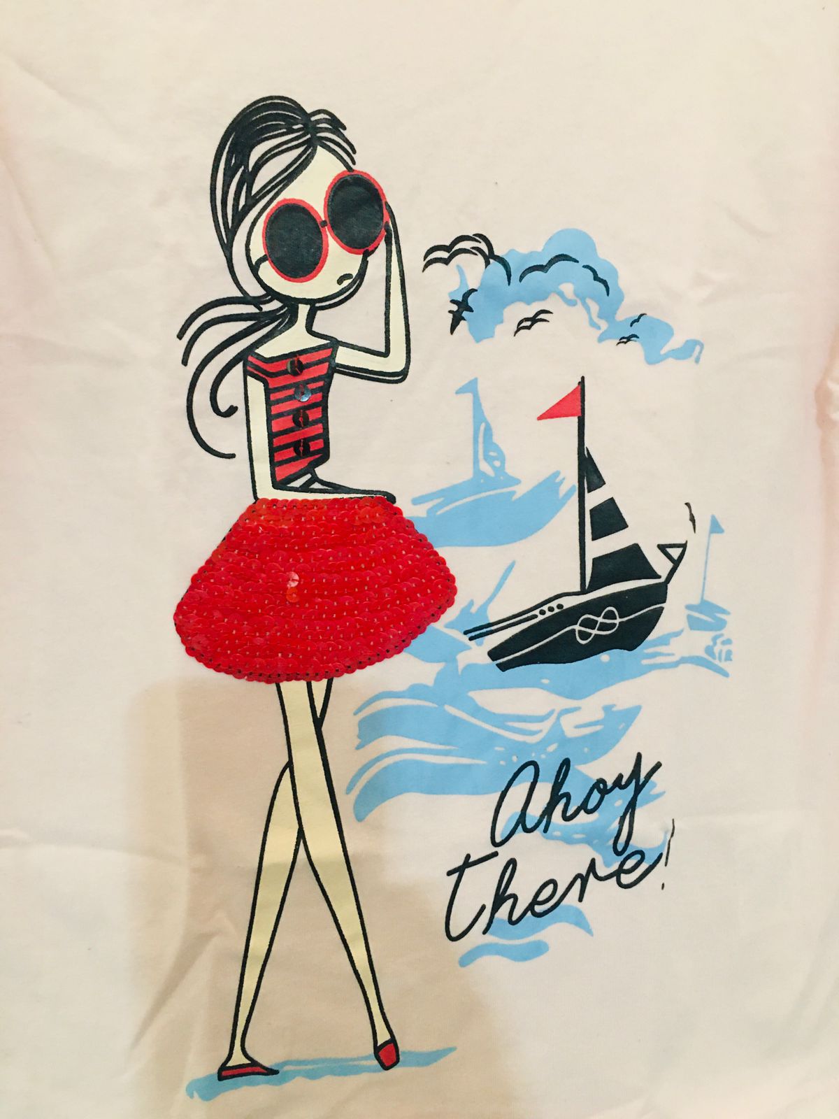 Ahoy There Peach T-Shirt Girls( 194 ) (1)