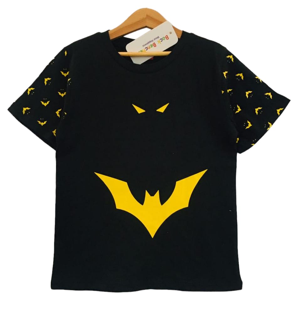 Batman Print Arms Black T-Shirt Boys (54) (1)