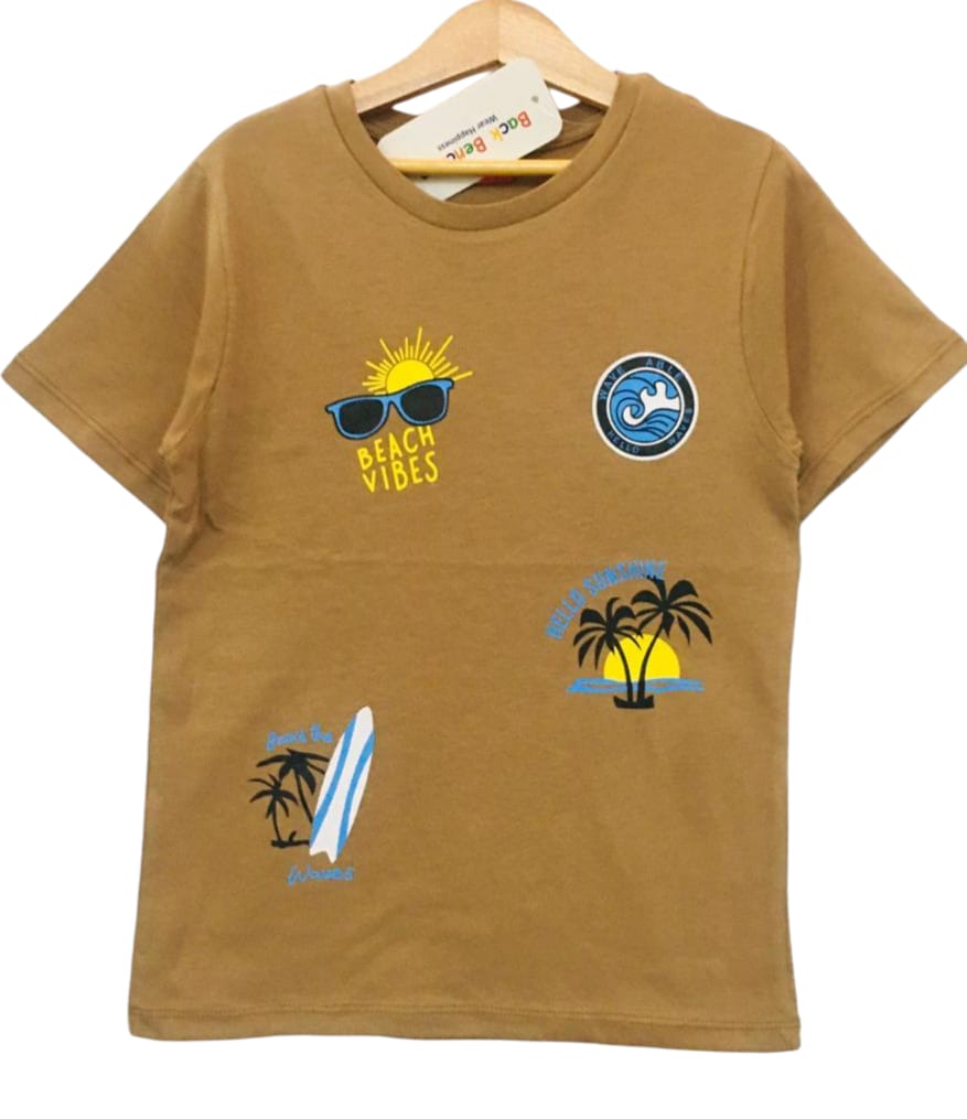 Beach Vibes Light Brown T-Shirt Boys ( R-188 )